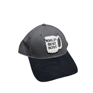 The Office NWT Worlds Best Boss Mug Hat Cap Adjustable Gray Black New Novelty‎